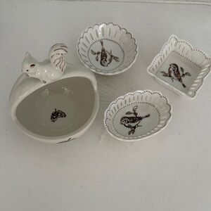 Lot of 4 Ceramic Woodland Animal Trinket Dishes
